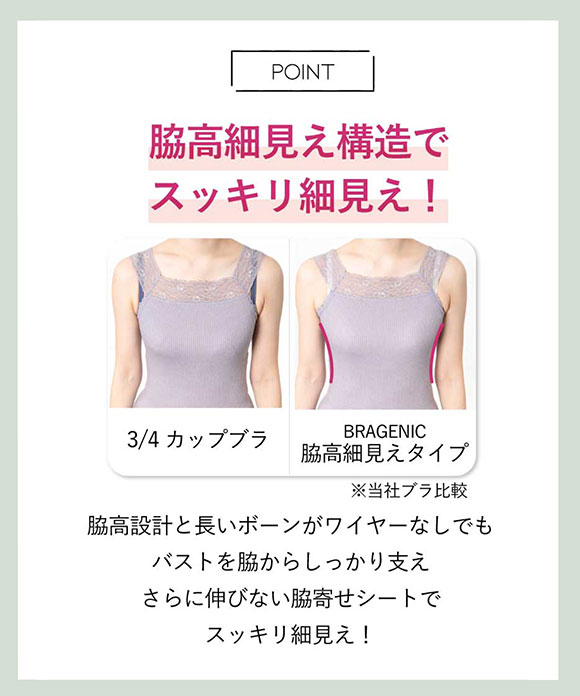 アンフィ AMPHI ブラジェニック BRAGENIC 脇高細見えタイプ ノンワイヤーブラ ブラジャー 脇高 ABCDEFG BMI353 大きいサイズ