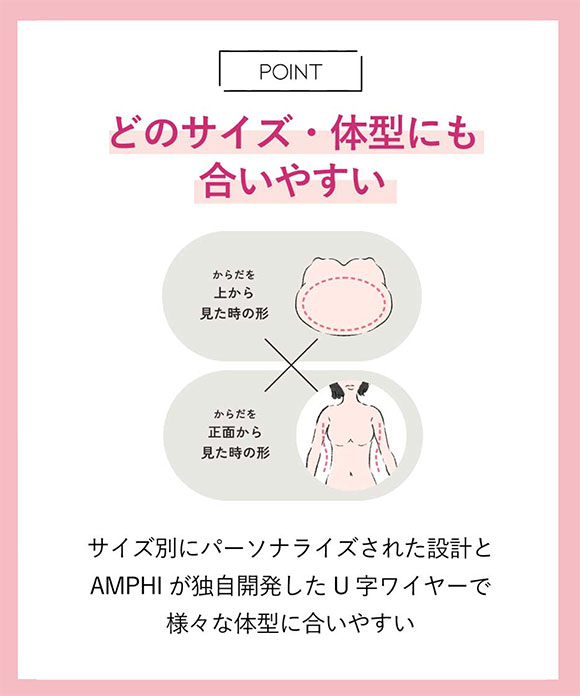 アンフィ AMPHI スタイリストフォーユー stylist 4U ブラジャー 3/4カップ EFG BOG300 サイズ別設計 脇高