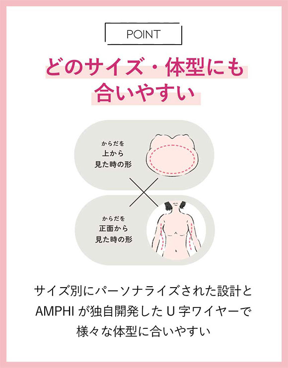 アンフィ スタイリストフォーユー ブラジャー 3/4カップ BOG301 EFG 大きいサイズ AMPHI stylist 4U