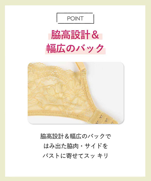 アンフィ ソフトなつけごこち ブラジャー やわらか樹脂ワイヤー 脇高 大きいサイズ BCDEF BOG308 AMPHI