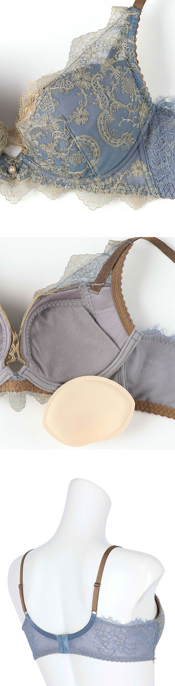 アンフィ グラマリッチ ブラジャー 脇スッキリ グラマラス＆リッチな谷間をメイク BYJ603 脇高 DE AMPHI Glama-Rich 大きいサイズ