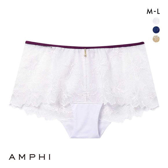 アンフィ ふわふわブラ ペアショーツ ボーイレングス 総レース ひびきにくい BYJ394シリーズ AMPHI