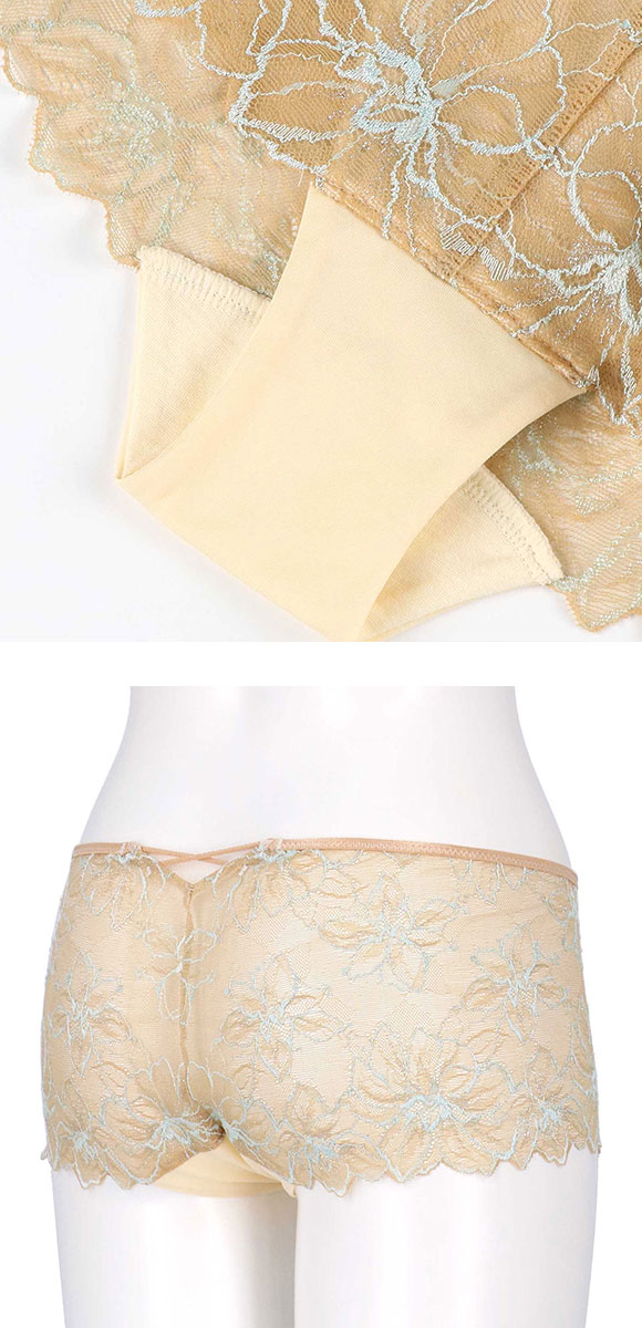 アンフィ ふわふわブラ ペアショーツ ボーイレングス 総レース ひびきにくい BYJ394シリーズ AMPHI