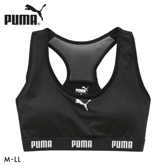 プーマ バックメッシュ ハーフトップ レディース スポーツブラ ノンワイヤー キャットロゴ PUMA