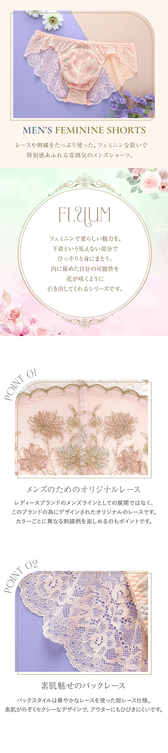 フェミニンメンズビキニ FLUUM フルーム M L メンズ 総レース ビキニショーツ レース下着 レースインナー