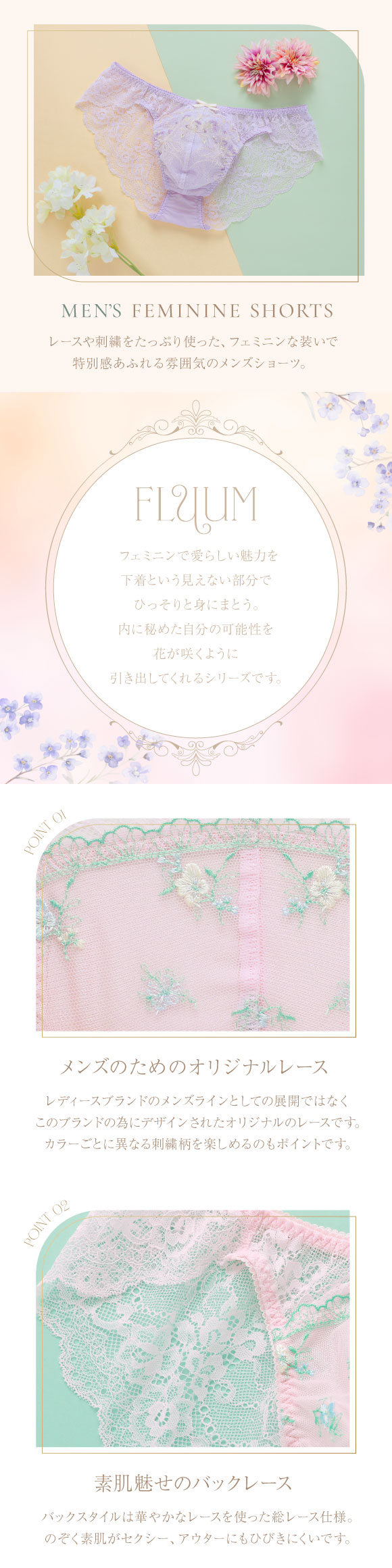 フェミニンメンズビキニ FLUUM フルーム M L メンズ 総レース ビキニショーツ レース下着 レースインナー