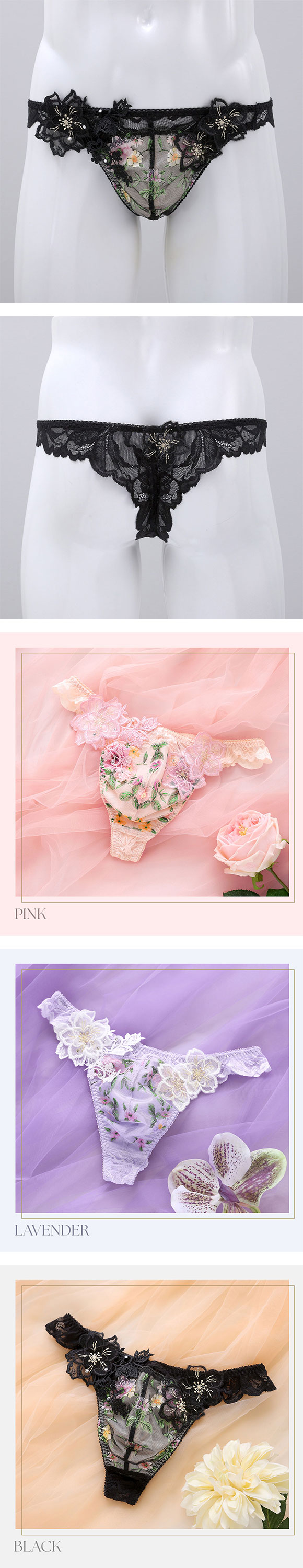 フェミニンメンズTバック M L　メンズ 総レース Tバックショーツ レース下着 レースインナー セクシーショーツ