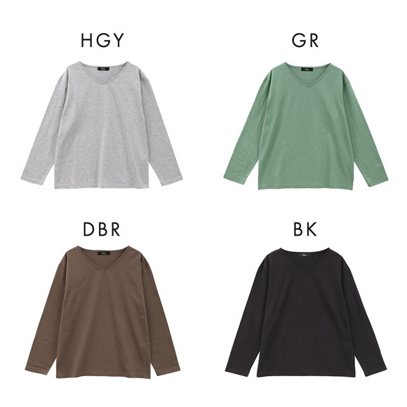 ニッセン 綿100％汗染みしにくいVネック 長袖 Tシャツ SM nissen