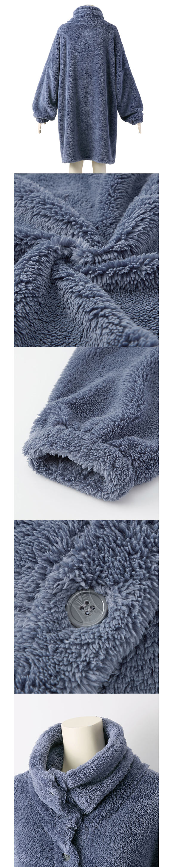 ニッセン ふわぬくマイクロファー首あったか前開きルームガウン M-LL　nissen