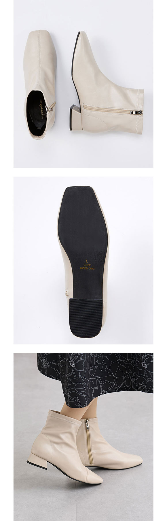 ショートブーツ ストレッチ ブーツ ゆったり幅広 ストレッチショートブーツ 低反発中敷 LL 25.0-25.5cmワイズ4E nissen ニッセン