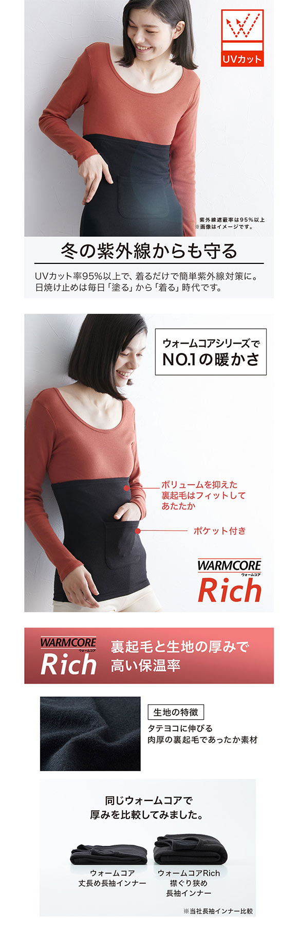 ニッセン ウォームコアリッチ 3枚組 裏起毛ポケット付腹巻 LL 3L 吸湿発熱 UVカット