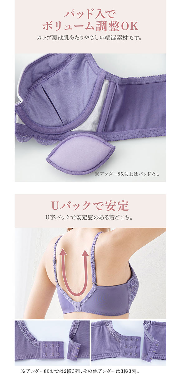 【ニッセンとトリンプの共同企画】脇高編レースブラジャーショーツセット　ABCD