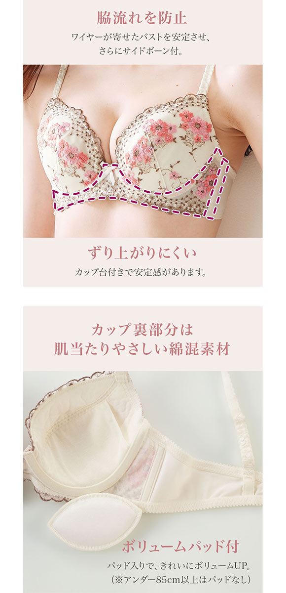 【ニッセンとトリンプ共同企画】フラワーブラジャーショーツセット フラワーブーケ柄  ABCD