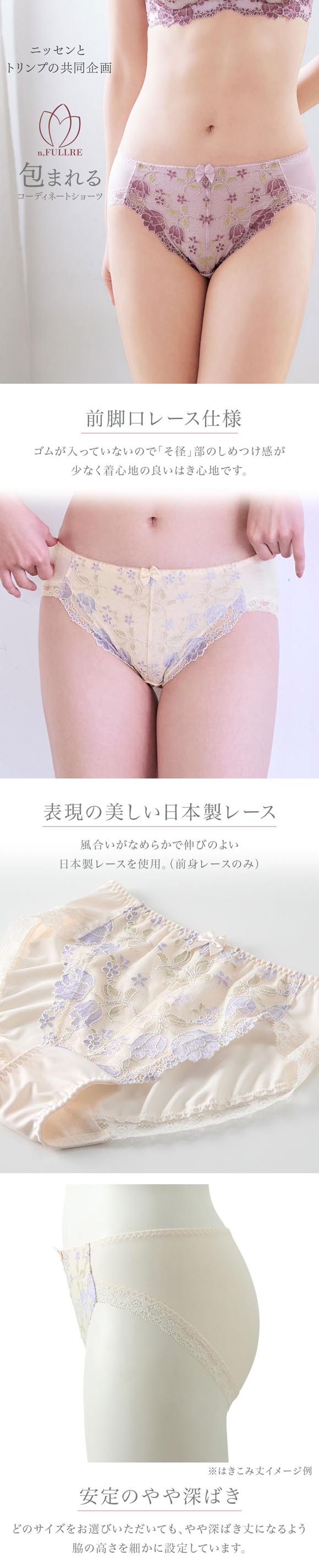 【ニッセンとトリンプ共同企画】チューリップ柄 ペア やや深ばき丈 ノーマル LL 3L 大きいサイズ エヌフルレ nissen