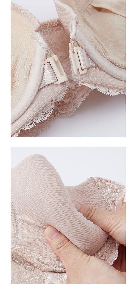 ニッセン フロントホックシームレスブラジャー(背中レース)E nissen 大きいサイズ