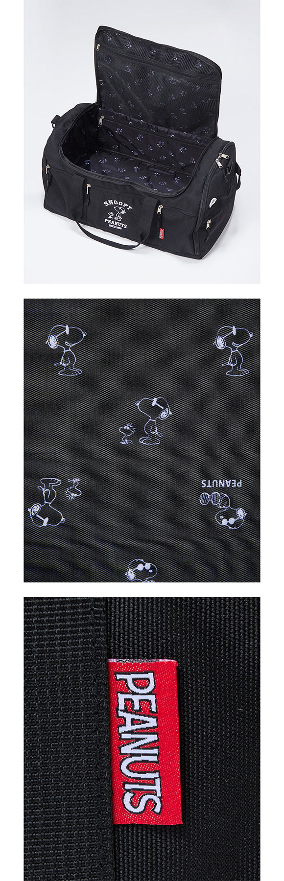 ニッセン スヌーピー 10ポケットはっ水3WAYボストンバッグ 大容量 A4対応