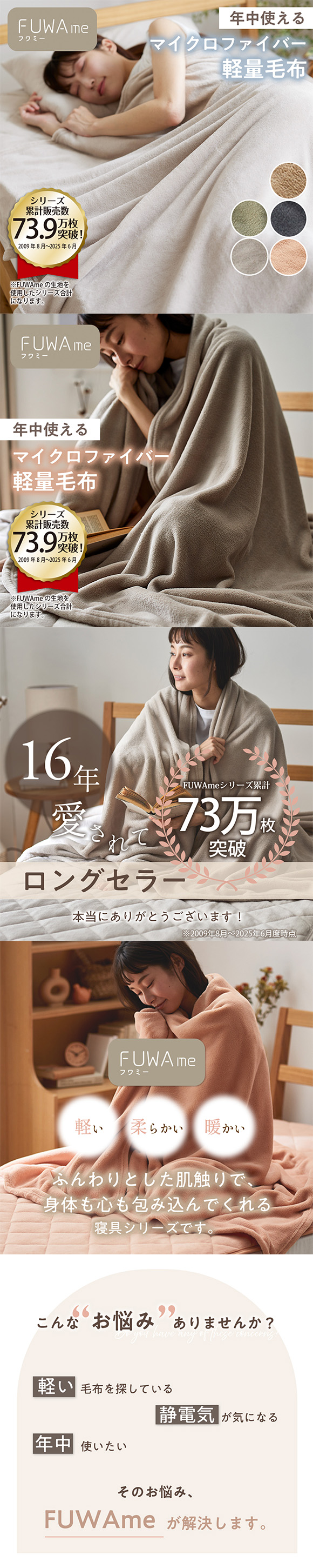 ニッセン FUWAｍe マイクロファイバーふんわり軽量毛布(ダブル) nissen