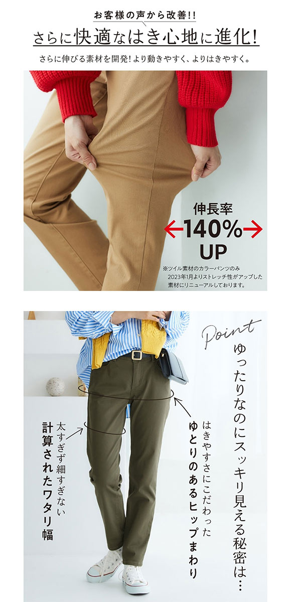 ニッセン ゆるフィットスキニーパンツ 股下70cm L LL 3L NISSEN