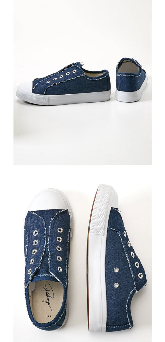 ニッセン ゆったり幅広 ひもなしスリッポン スニーカー ワイズ4E レディース 25cm