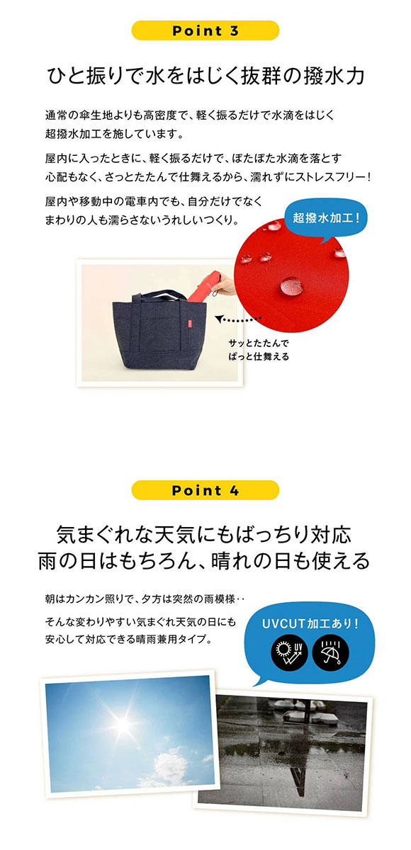 ウォーターフロント 極軽カーボン 折りたたみ傘 50cm 雨傘 Waterfront 晴雨兼用