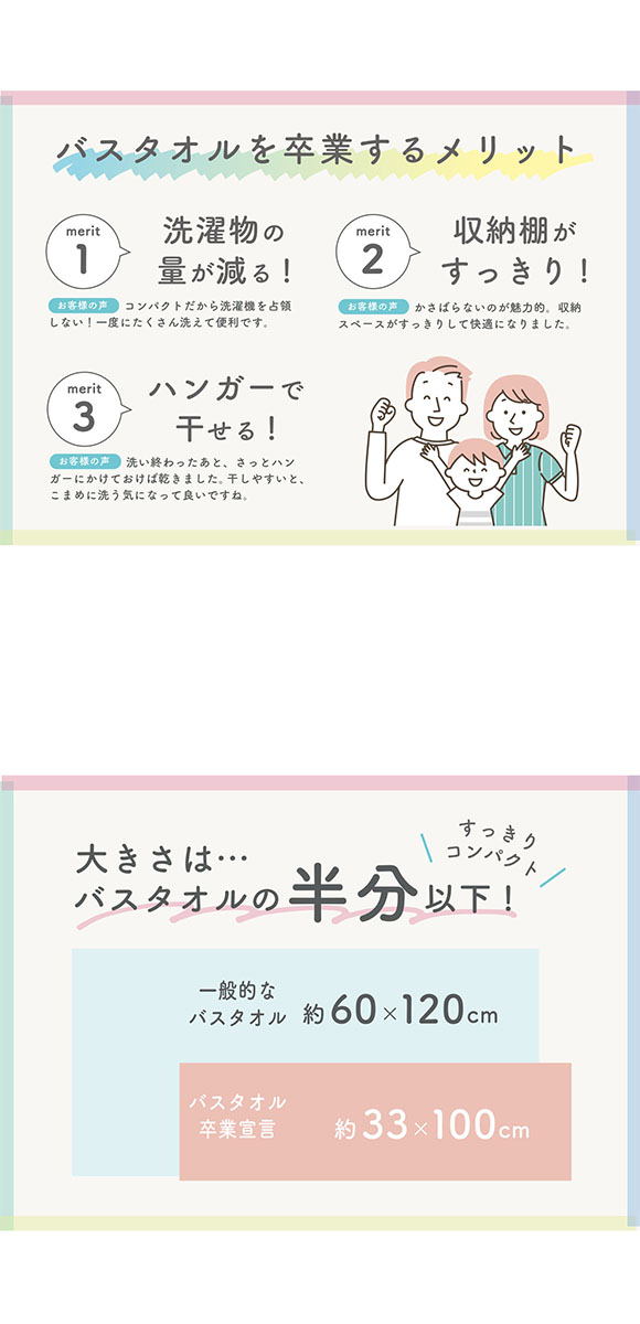 バスタオル卒業宣言 フェイスタオル 33×100cm 日本製 おぼろタオル ロングフェイスタオル