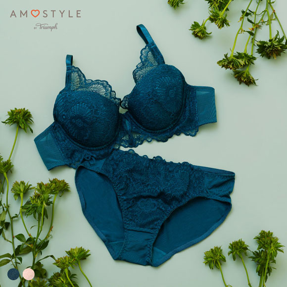 アモスタイル AMST527 ウェーブラティス ブラジャー ショーツ セット ブラセット BCD AMOSTYLE GR PI