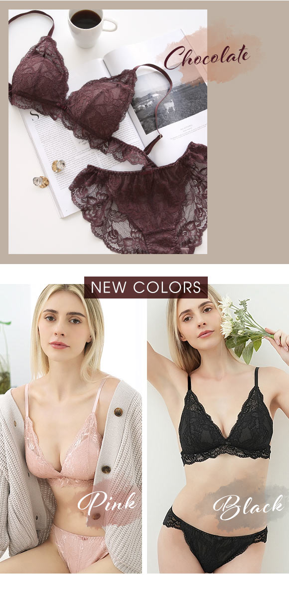 ブラジャー ショーツ セット ノンワイヤー ブラレット モンシェルピジョン Mon cher pigeon ビターシアー 総レース 大きいサイズ