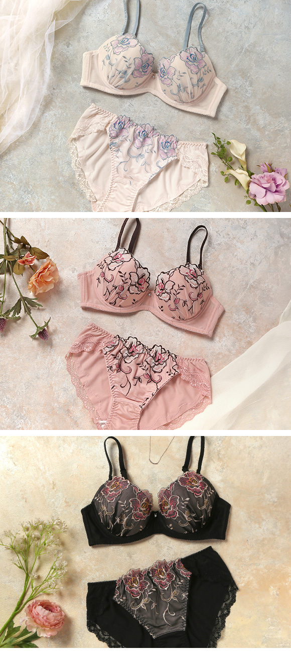 ブラジャー ショーツ セット 谷間キープ 軽い らくちん 大きいサイズ Mon cher pigeon Tea Rose モンシェルピジョン BCDEF