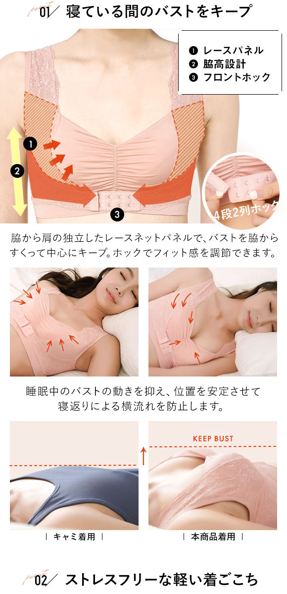 ナイトブラ ブラジャー ノンワイヤー 単品 モンシェルピジョン Mon cher pigeon インナールックナイトブラ INNER LOOK NIGHT BRA