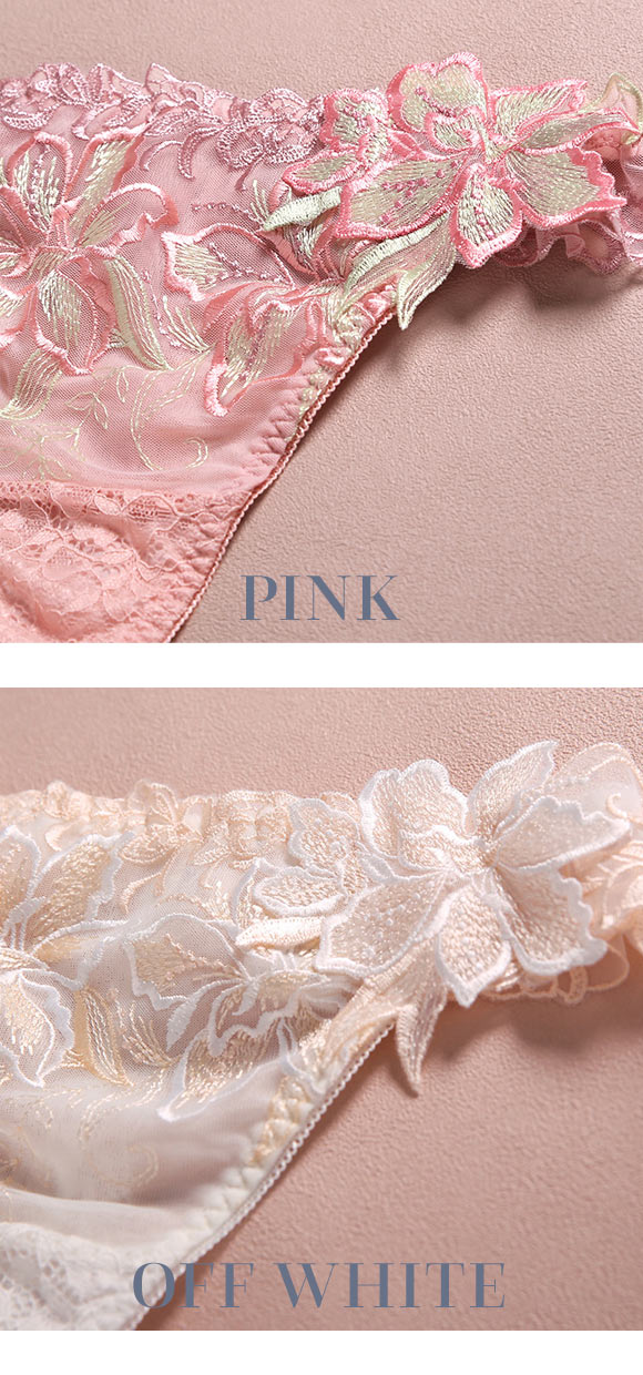 Tバック ショーツ タンガ 豪華 レース 刺繍 花 アップリケ 可愛い バックレース モンシェルピジョン TIAM M L LL Mon cher pigeon