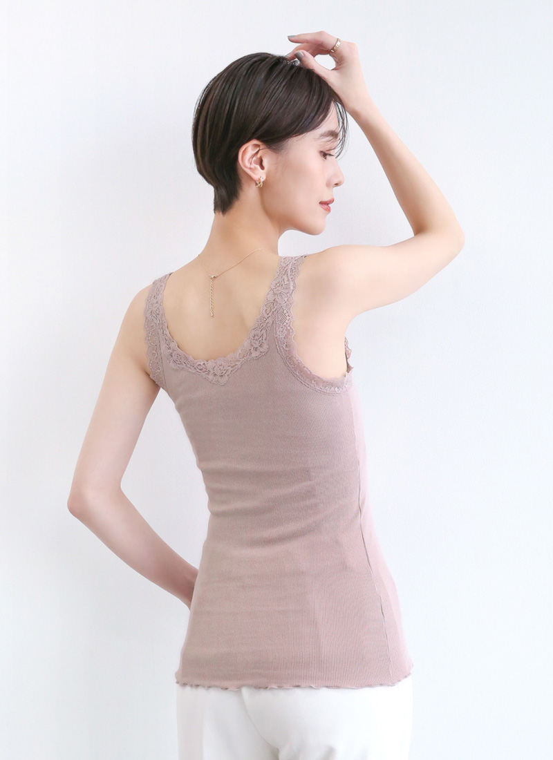 ContRante リブ編みレースタンクトップ