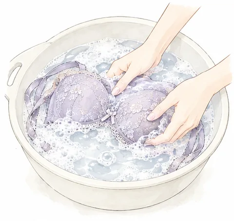 ブラジャーを手洗いするイラスト