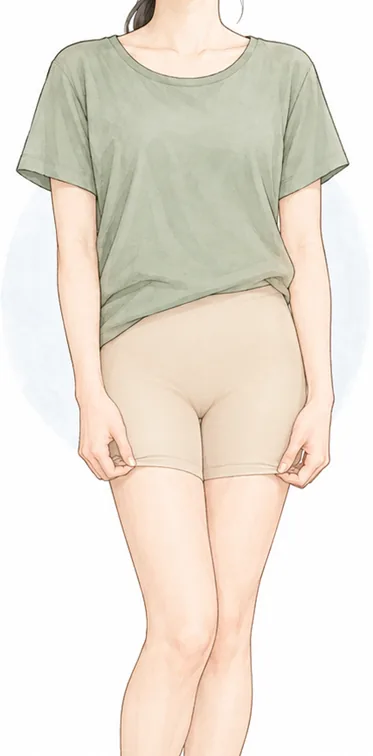 ガードルの前側の裾を引き上げるイラスト