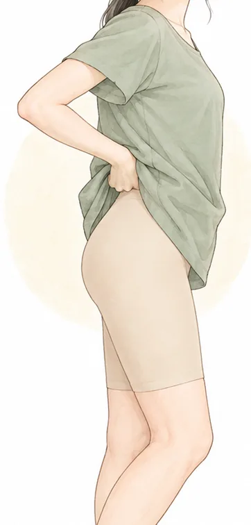 ガードルの中に手を入れてお尻を持ち上げるイラスト