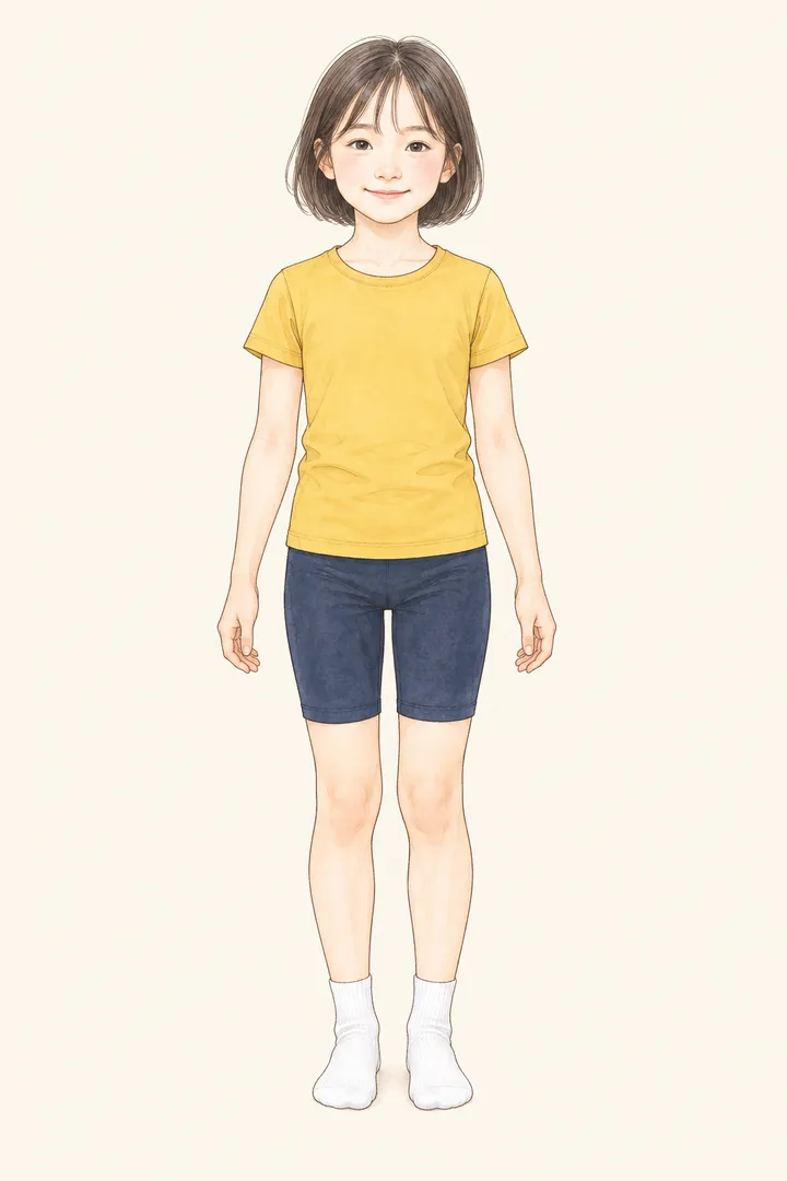 キッズの採寸位置（1 身長・2 胸囲・3 ウエスト）