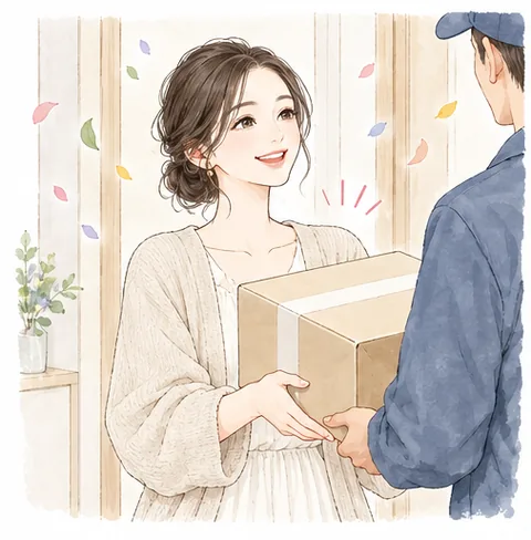 商品を受け取るイラスト