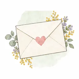ハートのシールが付いた封筒のイラスト