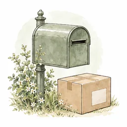 ポストに投函された荷物のイラスト