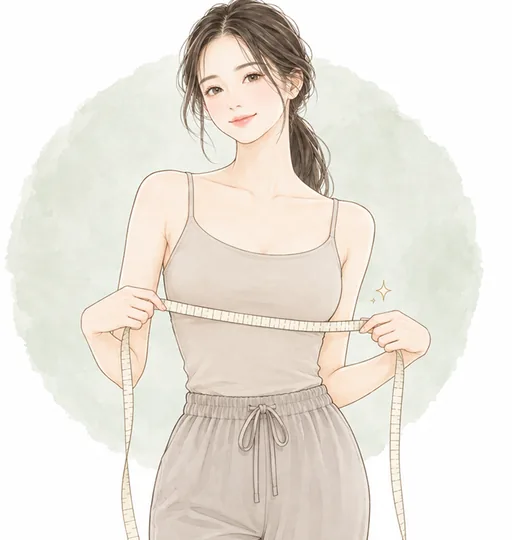 メジャーを締めすぎずに測る女性のイラスト